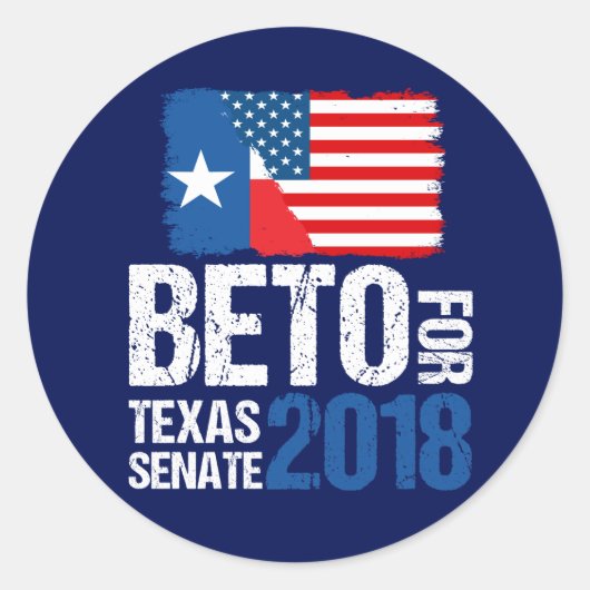 Beto O'Rourke for Texas Senate 2018 Verkiezingen Ronde Sticker (Voorkant)
