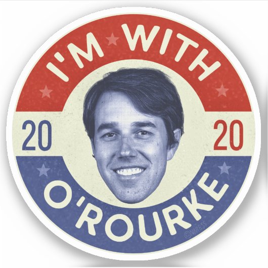 Beto O'Rourke President 2020 Democraat Foto Retro Sticker (Voorkant)
