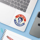 Beto O'Rourke President 2020 Democraat Foto Retro Sticker (Laptop met iPhone)