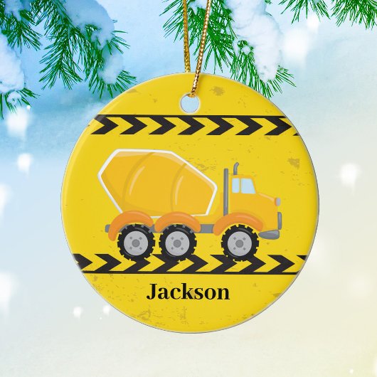 Beton Cement Mixer Custom Boys Truck Kerstmis Keramisch Ornament