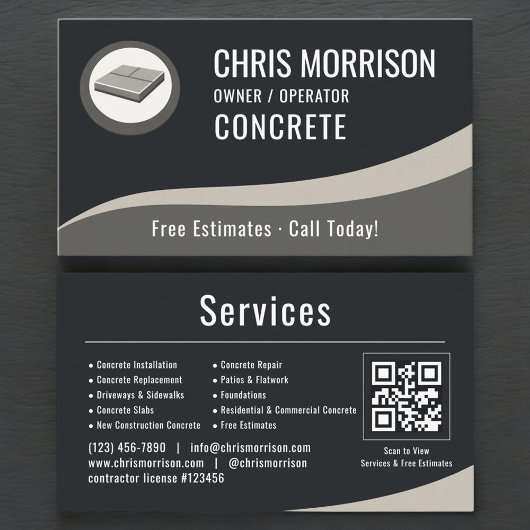 Beton Professioneel QR Code Visitekaartje