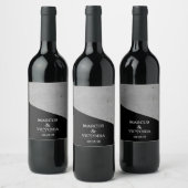 Beton Zwart-wit Moderne bruiloft Wijn Etiket (Flessen)