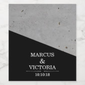 Beton Zwart-wit Moderne bruiloft Wijn Etiket (Enkel label)