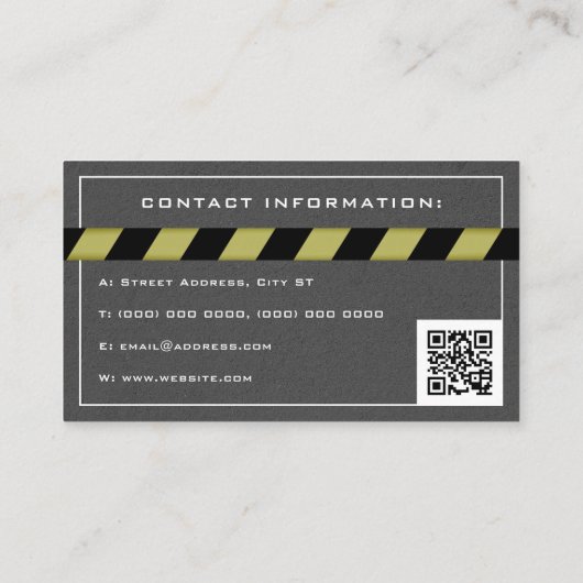 Betonband en constructiezone visitekaartje (Achterkant)