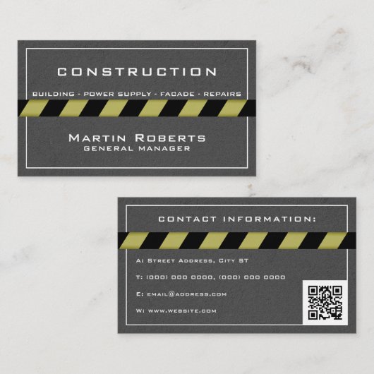Betonband en constructiezone  visitekaartje (Voorkant / Achterkant)