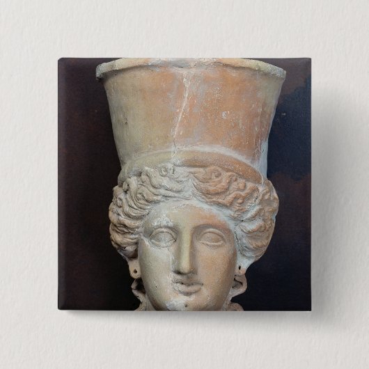 Betonbrander van het hoofd van een vrouw vierkante button 5,1 cm (Voorkant)