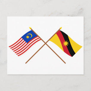 Betonde vlaggen van Maleisië en Sarawak Briefkaart