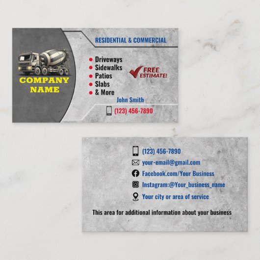 Betondienst Visitekaartjes (Voorkant / Achterkant)
