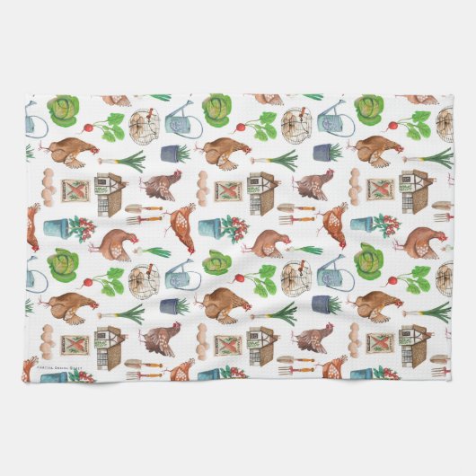 Betongroene kippenfokkerijen verkopen tuinrooster theedoek (Horizontaal)