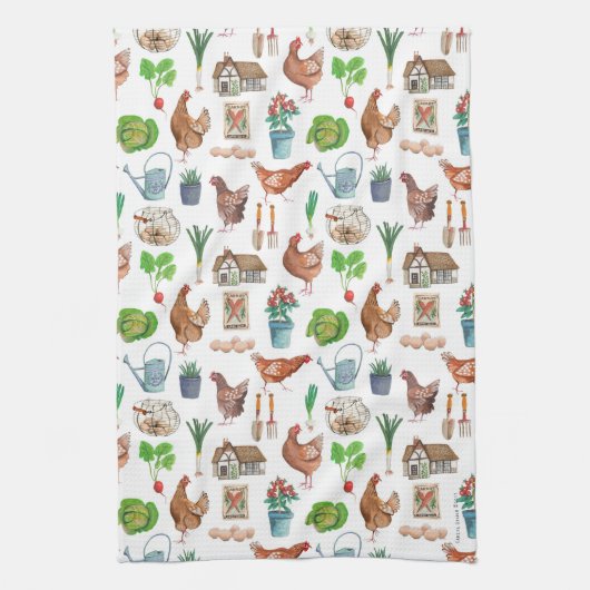 Betongroene kippenfokkerijen verkopen tuinrooster theedoek (Verticaal)