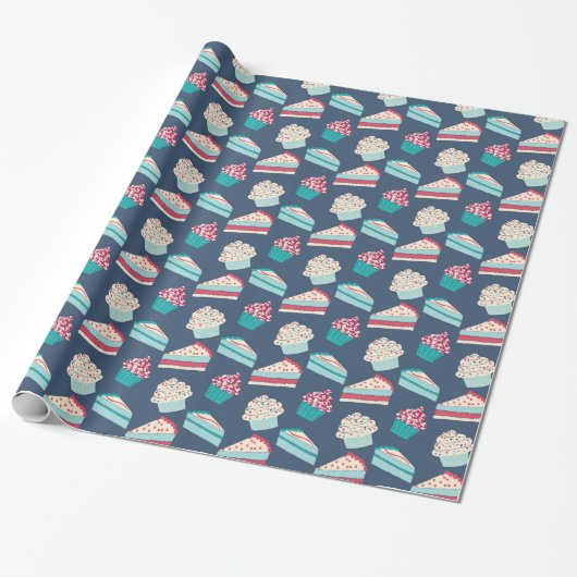 Betonkoeken en cupcakes cadeaupapier (Uitgerold)