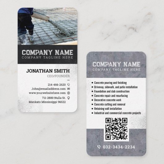 Betonleggen, Bouw, Betonbedrijf C Visitekaartje (Voorkant / Achterkant)