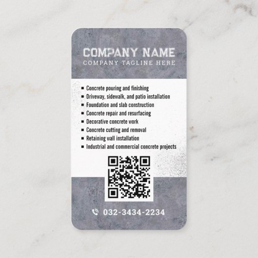 Betonleggen, Bouw, Betonbedrijf C Visitekaartje (Achterkant)