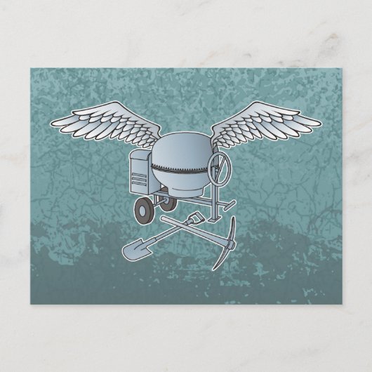 Betonmixer blauw-grijs briefkaart (Voorkant)