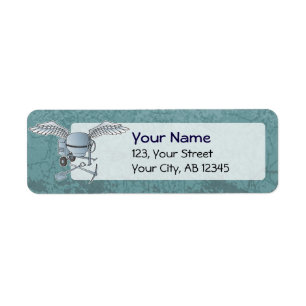 Betonmixer blauw-grijs etiket
