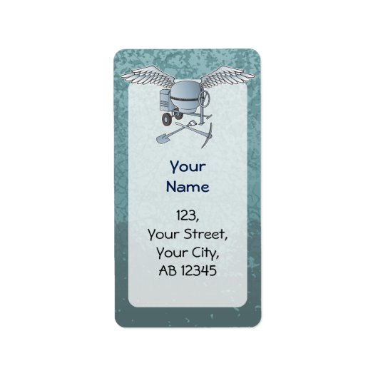 Betonmixer blauw-grijs etiket (Voorkant)