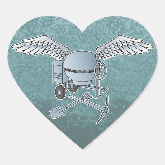 Betonmixer blauw-grijs hart sticker (Voorkant)