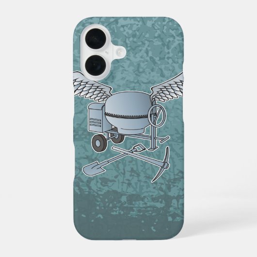 Betonmixer blauw-grijs iPhone 16 hoesje (Achterkant)