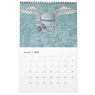 Betonmixer blauw-grijs kalender