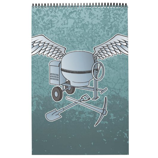 Betonmixer blauw-grijs kalender (Hoes)
