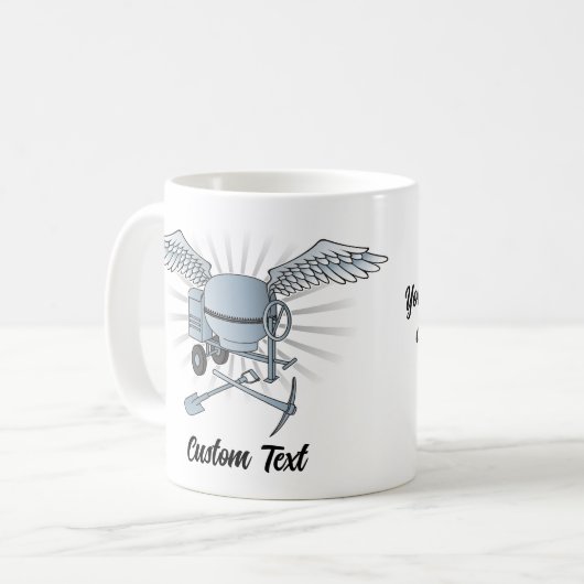 Betonmixer blauw-grijs koffiemok (Voorkant links)