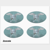 Betonmixer blauw-grijs ovale sticker (Vel)