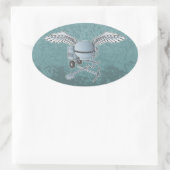 Betonmixer blauw-grijs ovale sticker (Tas)