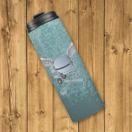 Betonmixer blauw-grijs thermosbeker