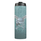 Betonmixer blauw-grijs thermosbeker (Voorkant)