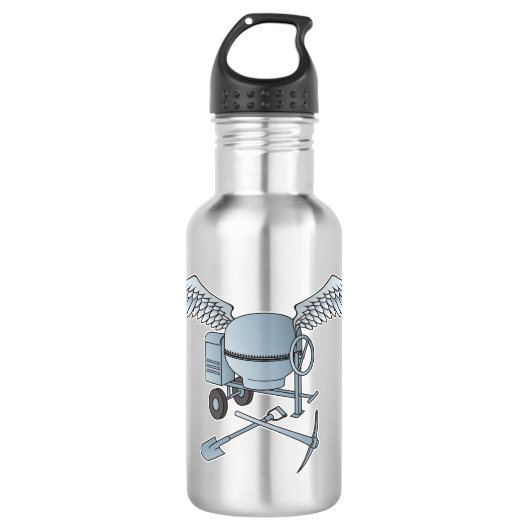 Betonmixer blauw-grijs waterfles (Voorkant)