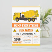 Betonmixer constructie Kids Verjaardagsfeest Kaart (Staand voorkant)