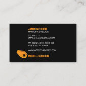 Betonmixer Monogram Sinaasappel/Zwart Visitekaartj Contactkaartje (Achterkant)