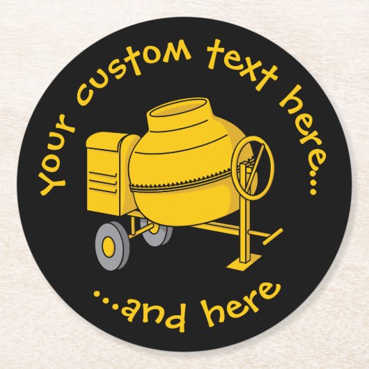 Betonmixer Ronde Kartonnen Onderzetter (Voorkant)