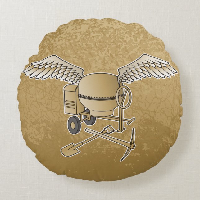 Betonmolen beige rond kussen (Voorkant)