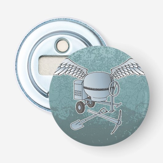 Betonmolen blauw-grijs button flesopener (Voorkant)