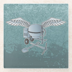 Betonmolen blauw-grijs glazen onderzetter