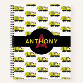 Betonnen Cement Wagen Bouw Kinderen Monogram Notitieboek