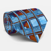 Betonnen Kantoor blok - Blauw en Oranje getexturee Stropdas (Opgerold)