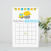 Betonnen mixer baby shower bingo kaart (Staand voorkant)