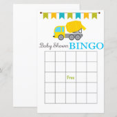 Betonnen mixer baby shower bingo kaart (Voorkant / Achterkant)