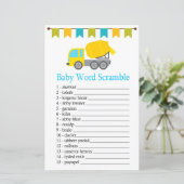 Betonnen mixer Baby word scramble game (Staand voorkant)