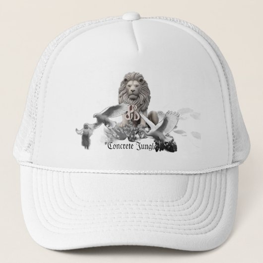 Betonnen Oerwoud Witte Trucker Hat Trucker Pet (Voorkant)