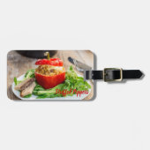 Betonnen paprika's met vleessaus en kaas bagagelabel (Voorkant horizontaal)