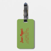 Betonnen paprika's met vleessaus en kaas bagagelabel (Achterkant verticaal)