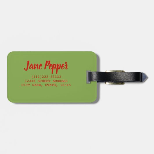 Betonnen paprika's met vleessaus en kaas bagagelabel (Achterkant horizontaal)