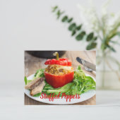 Betonnen paprika's met vleessaus en kaas briefkaart (Staand voorkant)