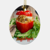 Betonnen paprika's met vleessaus en kaas keramisch ornament (Rechts)