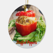 Betonnen paprika's met vleessaus en kaas keramisch ornament (Links)