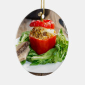 Betonnen paprika's met vleessaus en kaas keramisch ornament (Rechts)