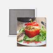 Betonnen paprika's met vleessaus en kaas magneet (Voorkant / Achterkant)